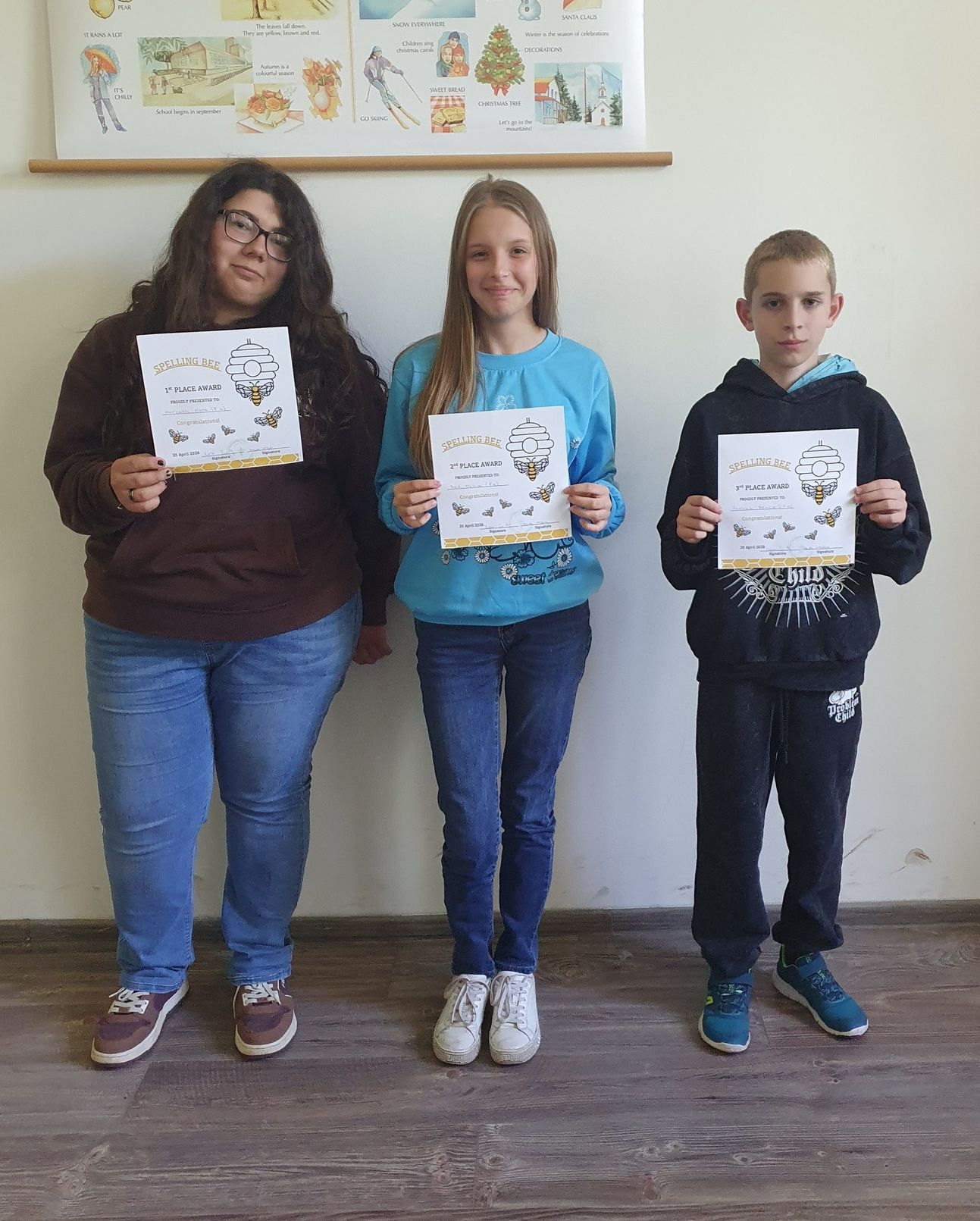 A Spelling Bee betűző verseny díjazottjai